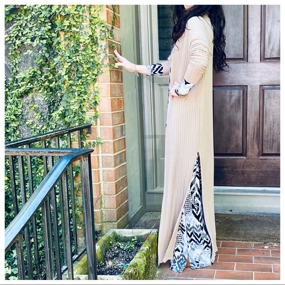 Mocha knit side slit longline duster - Picture 7 of 8